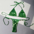 PU Leather Pearls Bikini Mini Micro Thong Bikinis