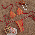Two-pieces Bikini set High Cut Leg Strappy Bather Bathing Suit Swim Printed Halter Bikini